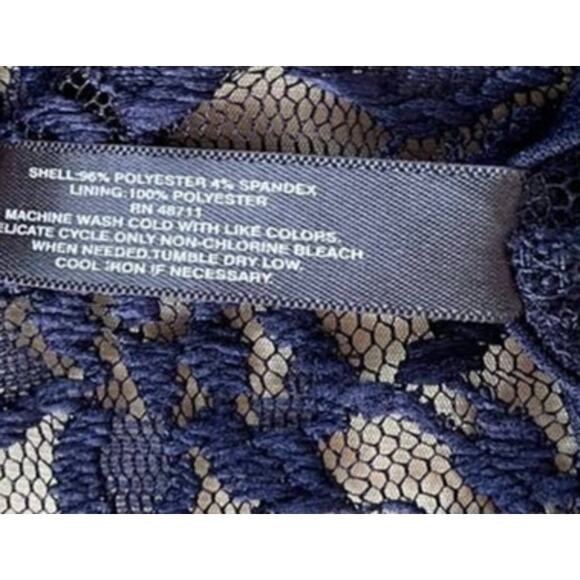 Massini Womens Medium Navy Blue Lace Sleeveless Dress Swim Cover Up - Picture 4 of 9